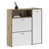 Mobile da ingresso da parete 3 ante rovere e bianco 91x94h cm - Scultore