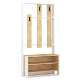 Mobile da ingresso da parete bianco e quercia 90x180h cm - Toraji