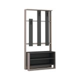 Mobile da ingresso Eridia, Entratina appendiabiti, Composizione per atrio, Consolle portaoggetti multifunzione, 90x36 h180 cm, Beige e Antracite