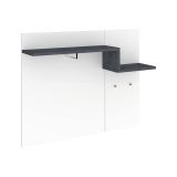 Mobile da ingresso Ezio, Entratina moderna multifunzione, Armadietto multiuso per atrio, 100% Made in Italy, cm 120x30h100, Bianco lucido e Ardesia
