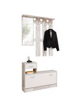 Mobile da ingresso Garolfo, 100x25h180 cm, Bianco e Betulla