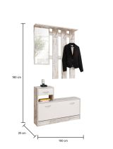 Mobile da ingresso Garolfo, 100x25h180 cm, Bianco e Betulla
