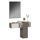 Mobile da Ingresso Grigio Beige Specchio Incluso un Cassetto 100x31x75h cm, un Vano - Daba