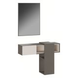 Mobile da Ingresso Grigio Beige Specchio Incluso un Cassetto 100x31x75h cm, un Vano - Daba