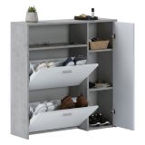 Mobile da Ingresso Grigio Cemento Bianco 04-mag Paia 3 Ripiani 91.5x26.6x94h cm, 3 Ante - Scultore