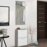 Mobile da Ingresso Grigio Cemento Bianco Paia Cassetti 54x28x181h cm, Ripiani - Sestola