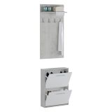 Mobile da Ingresso Grigio Cemento Bianco Paia Cassetti 54x28x181h cm, Ripiani - Sestola