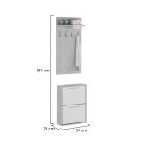 Mobile da Ingresso Grigio Cemento Bianco Paia Cassetti 54x28x181h cm, Ripiani - Sestola