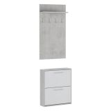 Mobile da Ingresso Grigio Cemento Bianco Paia Cassetti 54x28x181h cm, Ripiani - Sestola