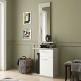 Mobile da Ingresso Grigio Cemento Bianco Specchio Incluso Paia 61x28x186h cm, un Cassetto - Candiolo
