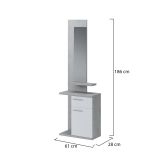 Mobile da Ingresso Grigio Cemento Bianco Specchio Incluso Paia 61x28x186h cm, un Cassetto - Candiolo