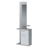 Mobile da Ingresso Grigio Cemento Bianco Specchio Incluso Paia 61x28x186h cm, un Cassetto - Candiolo