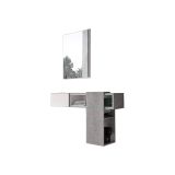 Mobile da Ingresso Grigio Cemento Bianco Specchio Incluso un Ripiano 100x31x75h cm, Appendiabiti - Limbadi