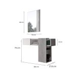 Mobile da Ingresso Grigio Cemento Bianco Specchio Incluso un Ripiano 100x31x75h cm, Appendiabiti - Limbadi