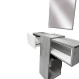 Mobile da Ingresso Grigio Cemento Bianco Specchio Incluso un Ripiano 100x31x75h cm, Appendiabiti - Limbadi