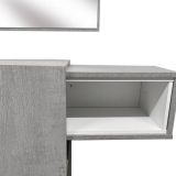 Mobile da Ingresso Grigio Cemento Bianco Specchio Incluso un Ripiano 100x31x75h cm, Appendiabiti - Limbadi