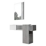 Mobile da Ingresso Grigio Cemento Bianco Specchio Incluso un Ripiano 100x31x75h cm, Appendiabiti - Limbadi