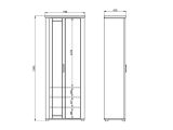 Mobile da Ingresso Grigio Marrone Rovere Nodi Specchio Incluso 3 Ripiani 75x41x194.5h cm, Appendiabiti - Coggiola