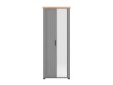 Mobile da Ingresso Grigio Marrone Rovere Nodi Specchio Incluso 3 Ripiani 75x41x194.5h cm, Appendiabiti - Coggiola
