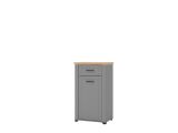 Mobile da Ingresso Grigio Marrone Rovere un Cassetto 2 Ripiani 60.5x41x105h cm, Un'anta - Rogeno