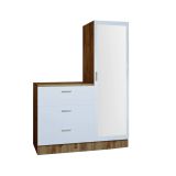 Mobile da ingresso Halimede, Entratina moderna, Appendiabiti da parete, Consolle portaoggetti multifunzione, 60x47h72 cm, Quercia e Bianco