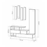 Mobile da ingresso Himalia, Entratina moderna, Appendiabiti da parete, Consolle portaoggetti multifunzione, 137x35h55 cm, Bianco e Rovere