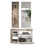 Mobile da Ingresso Marrone Lucido Bianco Pero Specchio Incluso Appendiabiti 90.5x36x170h cm, 4 Paia - Casalino