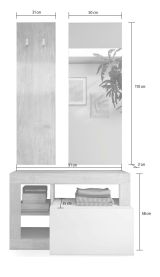 Mobile da Ingresso Marrone Lucido Bianco Pero Specchio Incluso Appendiabiti 90.5x36x170h cm, 4 Paia - Casalino