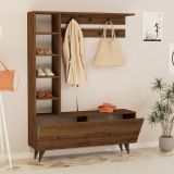 Mobile da Ingresso Marrone Noce Appendiabiti 6 Ripiani 120x32x162h cm, Apertura a Ribalta - Gordona