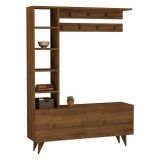 Mobile da Ingresso Marrone Noce Appendiabiti 6 Ripiani 120x32x162h cm, Apertura a Ribalta - Gordona