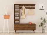 Mobile da Ingresso Marrone Noce Appendiabiti 6 Ripiani 120x32x162h cm, Apertura a Ribalta - Gordona