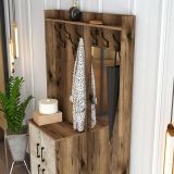 Mobile da Ingresso Marrone Noce Bianco Marmo Specchio Incluso 2 Ripiani 120x35x200h cm, Appendiabiti - Isidore