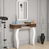 Mobile da Ingresso Marrone Noce Bianco Specchio Incluso 2 Ripiani 105x30x85h cm, Modulabile - Gazzuolo
