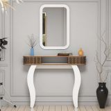 Mobile da Ingresso Marrone Noce Bianco Specchio Incluso 2 Ripiani 105x30x85h cm, Modulabile - Gazzuolo