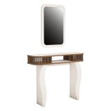 Mobile da Ingresso Marrone Noce Bianco Specchio Incluso 2 Ripiani 105x30x85h cm, Modulabile - Gazzuolo
