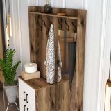 Mobile da Ingresso Marrone Noce Bianco Specchio Incluso 2 Ripiani 120x35x200h cm, Appendiabiti - Isidore