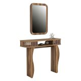 Mobile da Ingresso Marrone Noce Marrone Noce Specchio Incluso 2 Ripiani 105x30x85h cm, Modulabile - Gazzuolo