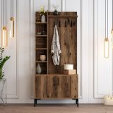 Mobile da Ingresso Marrone Noce Nero 8 Ripiani Appendiabiti 90x35x200h cm, Apertura Battente - Pecchi