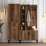 Mobile da Ingresso Marrone Noce Nero Appendiabiti 12 Ripiani 150x200x35h cm, Apertura Battente - Dovarese