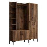 Mobile da Ingresso Marrone Noce Nero Appendiabiti 12 Ripiani 150x200x35h cm, Apertura Battente - Dovarese