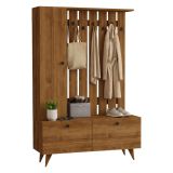 Mobile da Ingresso Marrone Noce Nero Appendiabiti 6 Ripiani 112x35x170h cm, Apertura a Ribalta, Battente - Cairate