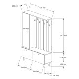 Mobile da Ingresso Marrone Noce Nero Appendiabiti 6 Ripiani 112x35x170h cm, Apertura a Ribalta, Battente - Cairate