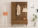 Mobile da Ingresso Marrone Noce Nero Appendiabiti 6 Ripiani 112x35x170h cm, Apertura a Ribalta, Battente - Cairate