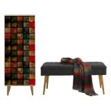 Mobile da Ingresso Marrone Quercia Nero Antracite 16 Paia Cassetti 50x38x135h cm, 7 Ripiani - Podgorica