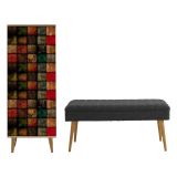Mobile da Ingresso Marrone Quercia Nero Antracite 16 Paia Cassetti 50x38x135h cm, 7 Ripiani - Podgorica