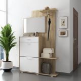 Mobile da Ingresso Marrone Rovere Bianco Specchio Incluso 12 Paia 120x25x192h cm, un Cassetto - Verres