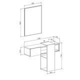 Mobile da Ingresso Marrone Rovere Bianco Specchio Incluso un Ripiano 100x31.2x75h cm, Appendiabiti - Daba