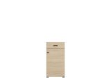 Mobile da Ingresso Marrone Rovere Chiaro Nero un Cassetto 2 Ripiani 52x35x98h cm, Un'anta - Trevi