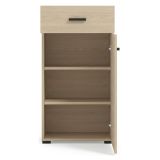 Mobile da Ingresso Marrone Rovere Chiaro Nero un Cassetto 2 Ripiani 52x35x98h cm, Un'anta - Trevi