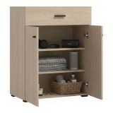 Mobile da Ingresso Marrone Rovere Chiaro Nero un Cassetto 2 Ripiani 77x35x98h cm, 2 Ante - Torrice